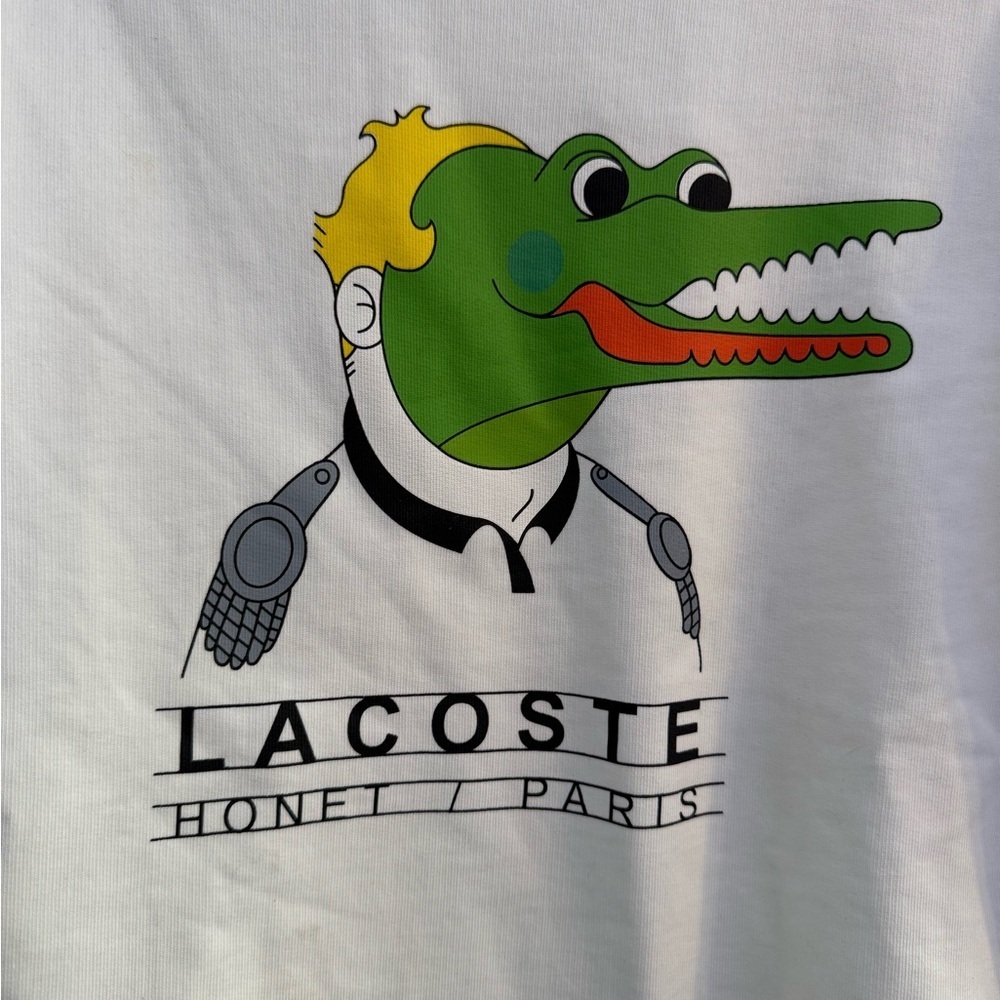 Rare Lacoste Live x Honet Paris Men’s 100% Cotton Crewneck Logo Sweater Size Sm - Picture 3 of 6